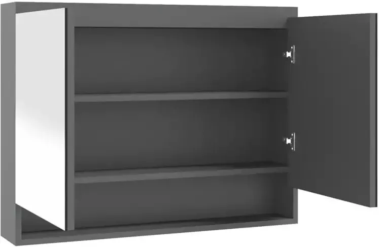 VidaXL Badkamerkast met spiegel 80x15x60 cm MDF grijs