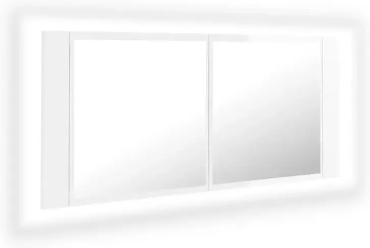 VIDAXL Badkamerkast met spiegel en LED 100x12x45cm acryl hoogglans wit - Foto 2