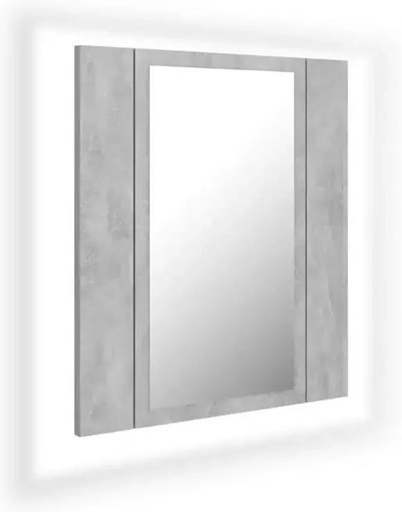VIDAXL Badkamerkast met spiegel en LED 40x12x45 cm acryl betongrijs