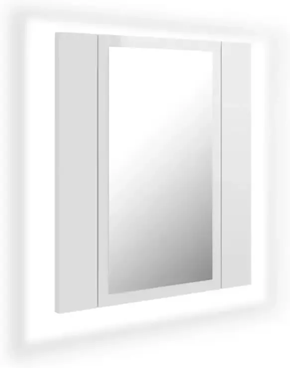 VIDAXL Badkamerkast met spiegel en LED 40x12x45 cm acryl hoogglans wit