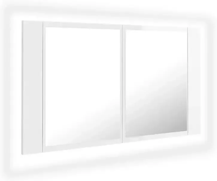 VIDAXL Badkamerkast met spiegel en LED 80x12x45 cm acryl hoogglans wit - Foto 2