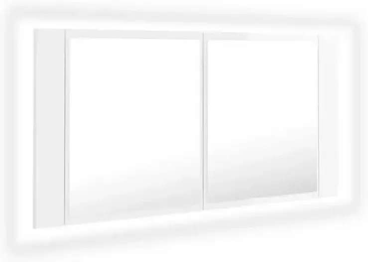 VIDAXL Badkamerkast met spiegel en LED 90x12x45 cm acryl hoogglans wit