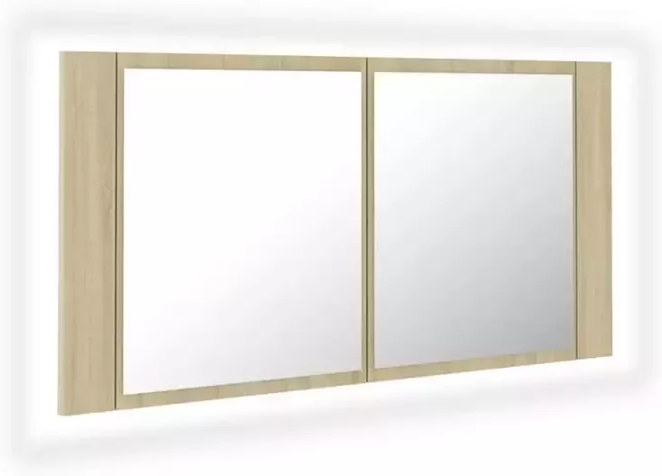 VidaXL Badkamerkast met spiegel en LED 90x12x45 cm sonoma eikenkleurig