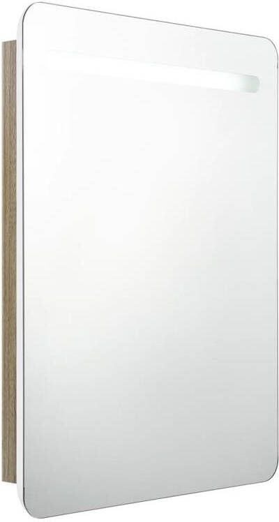 VIDAXL Badkamerkast met spiegel en LED 60x11x80 cm wit en eikenkleurig