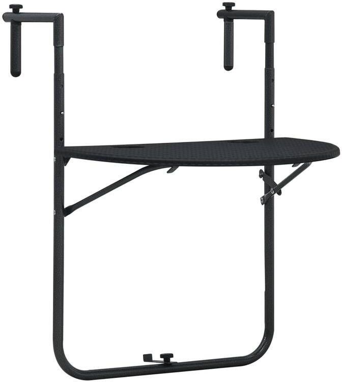 VIDAXL Balkontafel hangend 60x64x83 5 cm rattan-look kunststof zwart