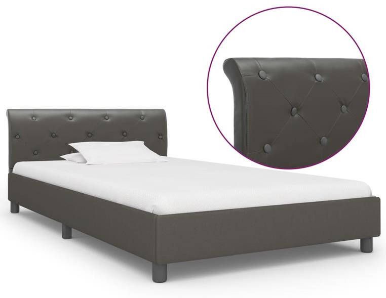 VidaXL -Bedframe-kunstleer-grijs-100x200-cm