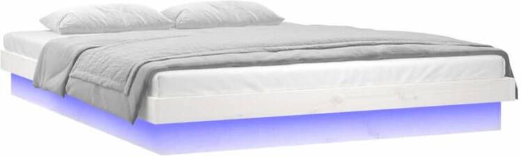 VidaXL -Bedframe-LED-massief-hout-wit-135x190-cm-4FT6-Double - Foto 3