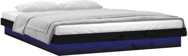 VidaXL -Bedframe-LED-massief-hout-zwart-140x190-cm - Foto 3