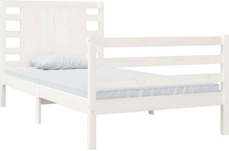 VidaXL -Bedframe-massief-grenenhout-wit-100x200-cm