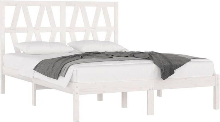 VidaXL -Bedframe-massief-grenenhout-wit-120x190-cm-4FT-Small-Double