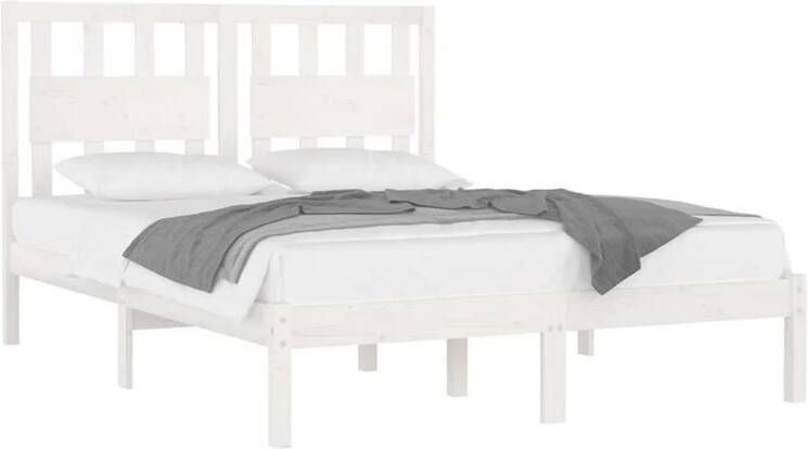 VidaXL -Bedframe-massief-grenenhout-wit-120x190-cm-4FT-Small-Double