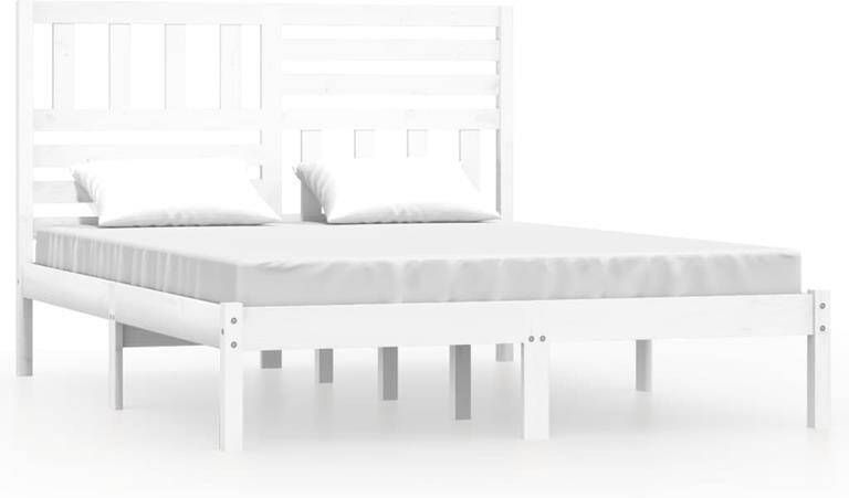 VidaXL Bedframe massief grenenhout wit 120x190 cm 4FT small double