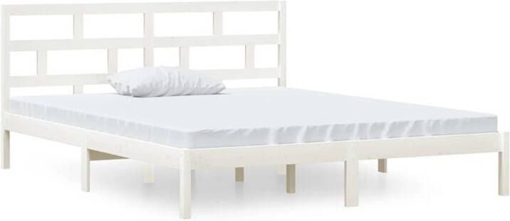 VidaXL -Bedframe-massief-hout-wit-120x190-cm-4FT-Small-Double