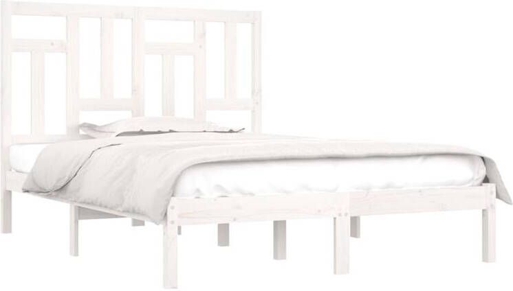 VidaXL -Bedframe-massief-hout-wit-120x190-cm-4FT-Small-Double