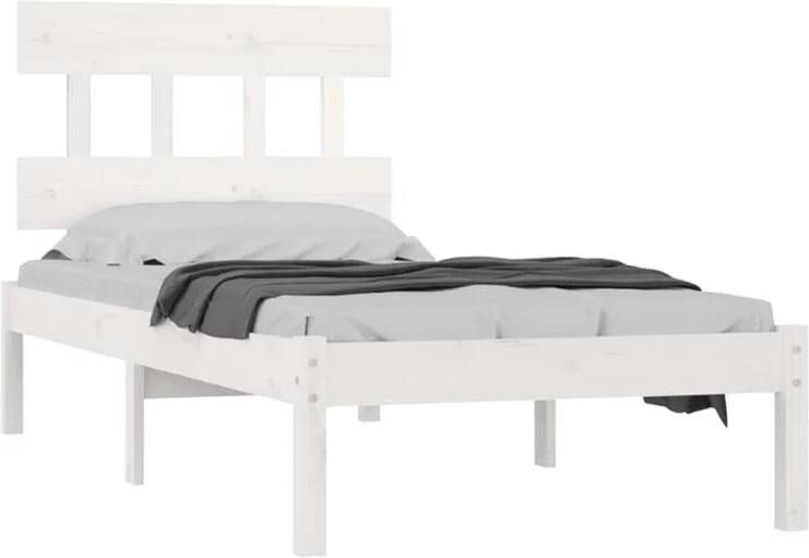 VidaXL -Bedframe-massief-hout-wit-75x190-cm-2FT6-Small-Single