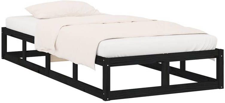 VidaXL -Bedframe-massief-hout-zwart-90x200-cm