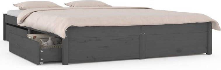 VidaXL -Bedframe-met-lades-grijs-140x200-cm