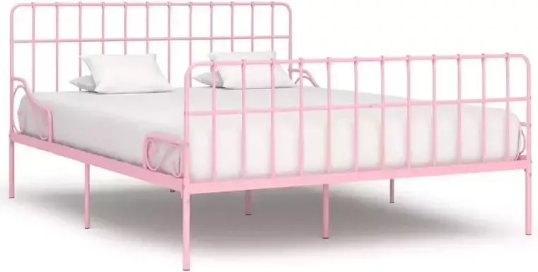 VidaXL Bedframe met lattenbodem metaal roze 200x200 cm