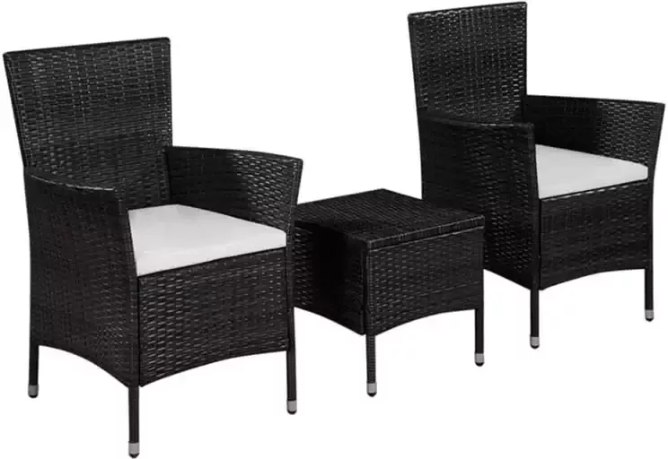 VIDAXL 3-delige Bistroset poly rattan zwart