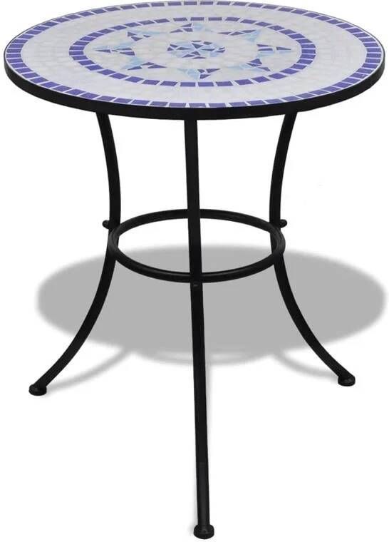 VIDAXL Bistrotafel 60 cm mozaïek blauw en wit