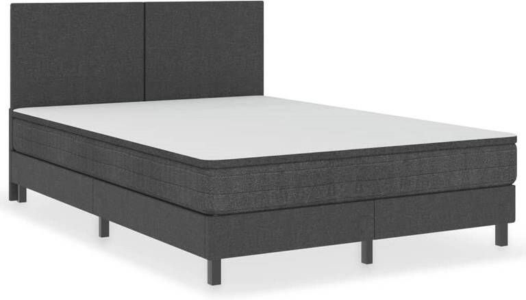 VidaXL -Boxspring-stof-donkergrijs-140x200-cm