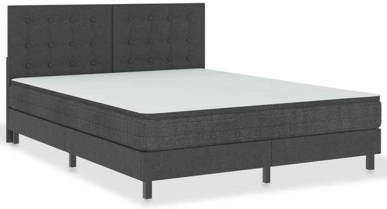 VidaXL -Boxspring-stof-donkergrijs-160x200-cm