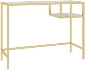 VidaXL Computerbureau 100x36x74 cm glas wit en goudkleurig