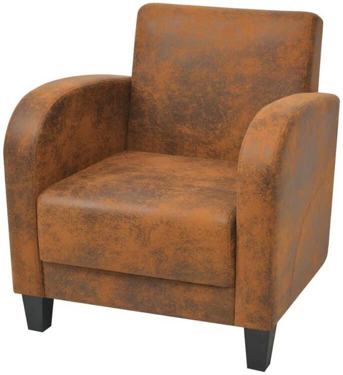 vidaXL Fauteuil kunstsuède bruin