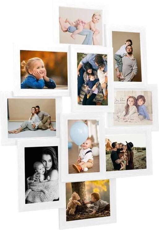 VidaXL Fotolijst voor 10x(13x18 cm) foto MDF wit