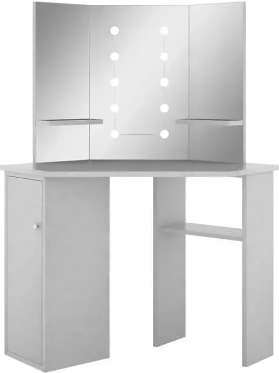 VidaXL Hoekkaptafel met LED 111x54x141 5 cm betongrijs