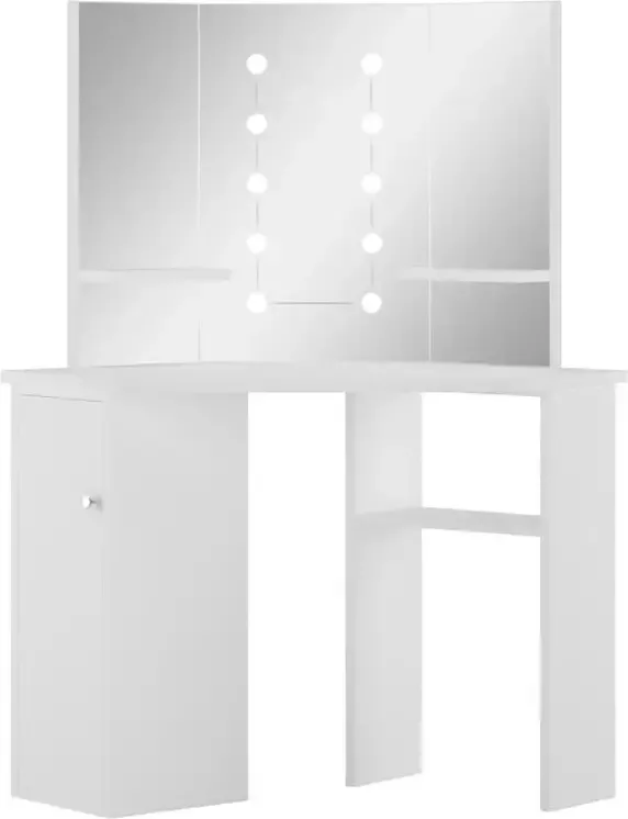 VidaXL Hoekkaptafel met LED-verlichting wit