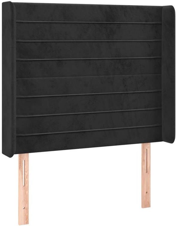 VIDAXL Hoofdbord met randen 83x16x118 128 cm fluweel zwart - Foto 4