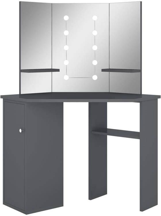 VidaXL Hoekkaptafel met LED 111x54x141 5 cm grijs