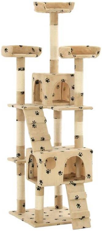 VidaXL Kattenkrabpaal met sisal krabpalen 170 cm pootafdrukken beige