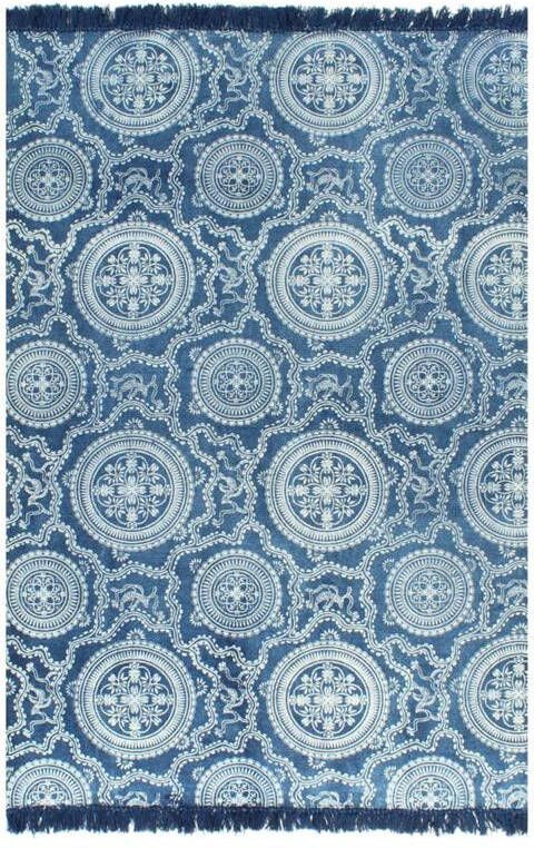 VidaXL -Kelim-vloerkleed-met-patroon-120x180-cm-katoen-blauw