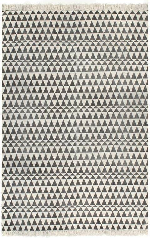 VidaXL -Kelim-vloerkleed-met-patroon-120x180-cm-katoen-zwart wit