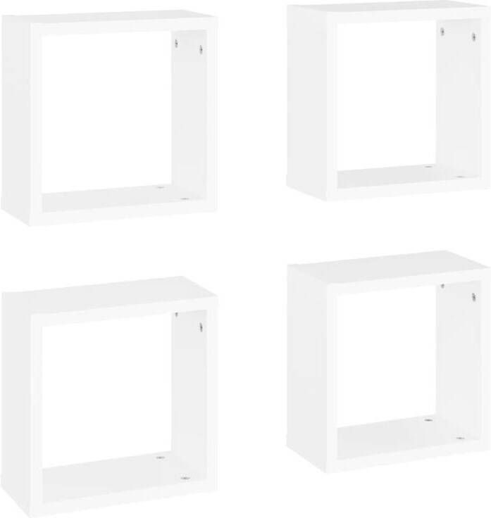 VIDAXL Wandschappen kubus 4 st 30x15x30 cm wit