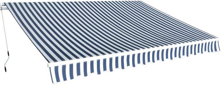 VidaXL Luifel handmatig uittrekbaar 350 cm blauw|wit