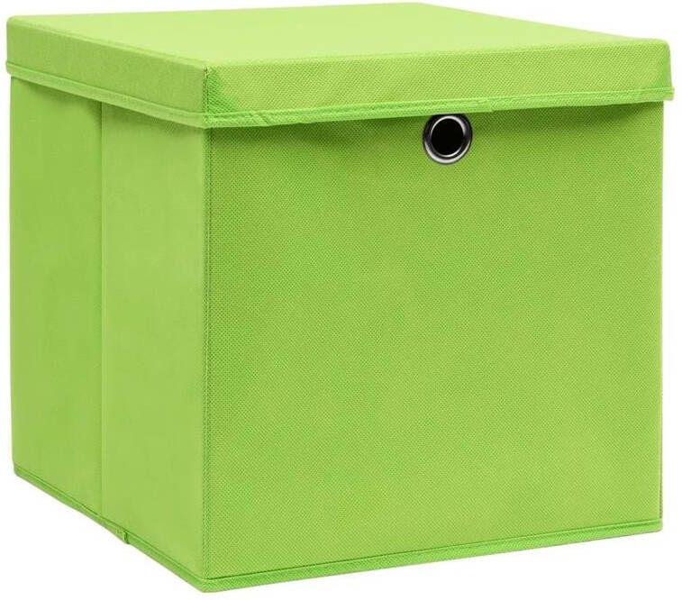 vidaXL Opbergboxen met deksel 4 st 28x28x28 cm groen