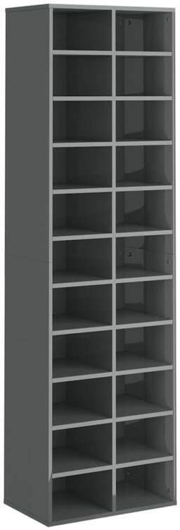 VidaXL -Schoenenkast-54x34x183-cm-bewerkt-hout-hoogglans-grijs