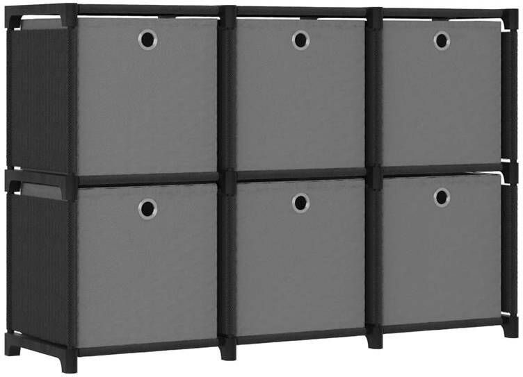 VidaXL -Kast-met-6-vakken-met-boxen-103x30x72 5-cm-stof-zwart - Foto 6