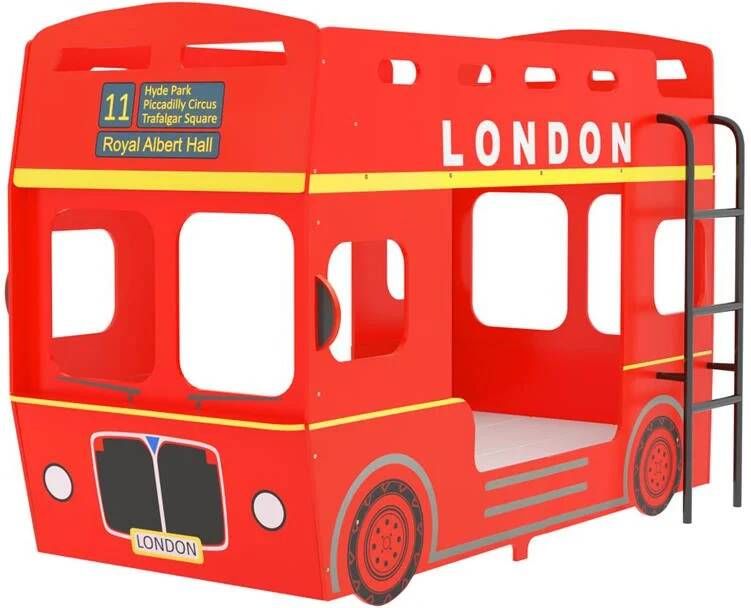 VidaXL Stapelbed Londense bus MDF rood 90x200 cm
