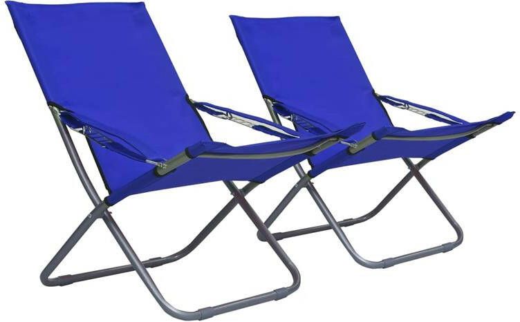 VIDAXL Strandstoelen 2 st inklapbaar stof blauw