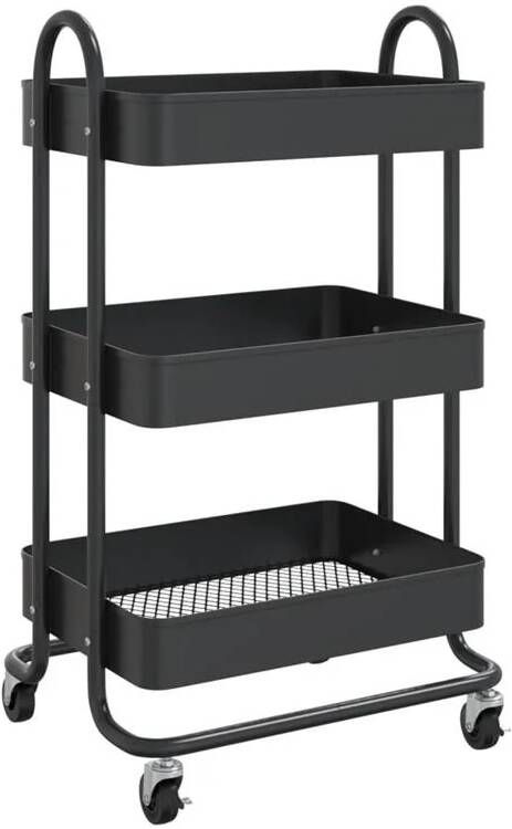 VIDAXL Trolley 3-laags 43x34x79 cm staal zwart - Foto 2