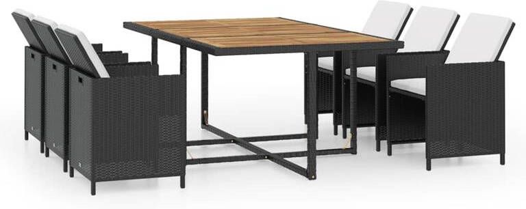 VIDAXL 11-delige Tuinset met kussens poly rattan zwart - Foto 2