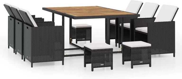 VIDAXL 11-delige Tuinset poly rattan en acaciahout zwart - Foto 2