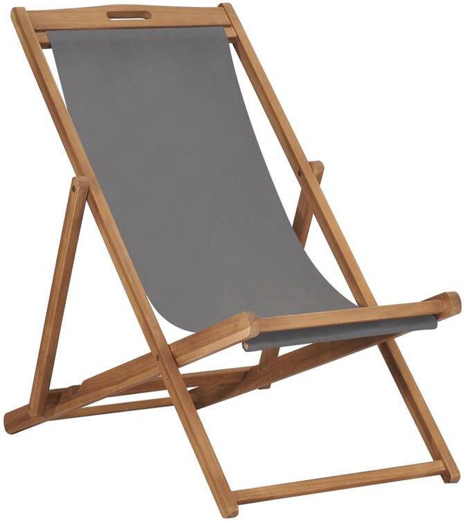 VIDAXL Strandstoel inklapbaar massief teakhout grijs - Foto 5