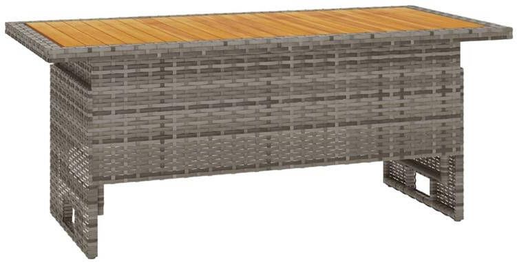 VidaXL Tuintafel 100x50x43|63 cm acaciahout en poly rattan grijs