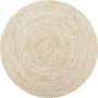 VidaXL -Vloerkleed-handgemaakt-150-cm-jute-wit-en-naturel - Thumbnail 1