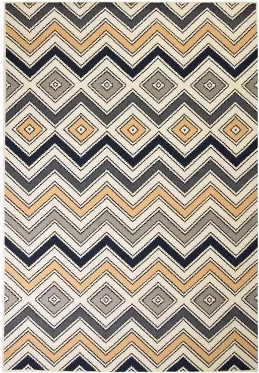 VidaXL Vloerkleed modern zigzag ontwerp 160x230 cm bruin zwart blauw